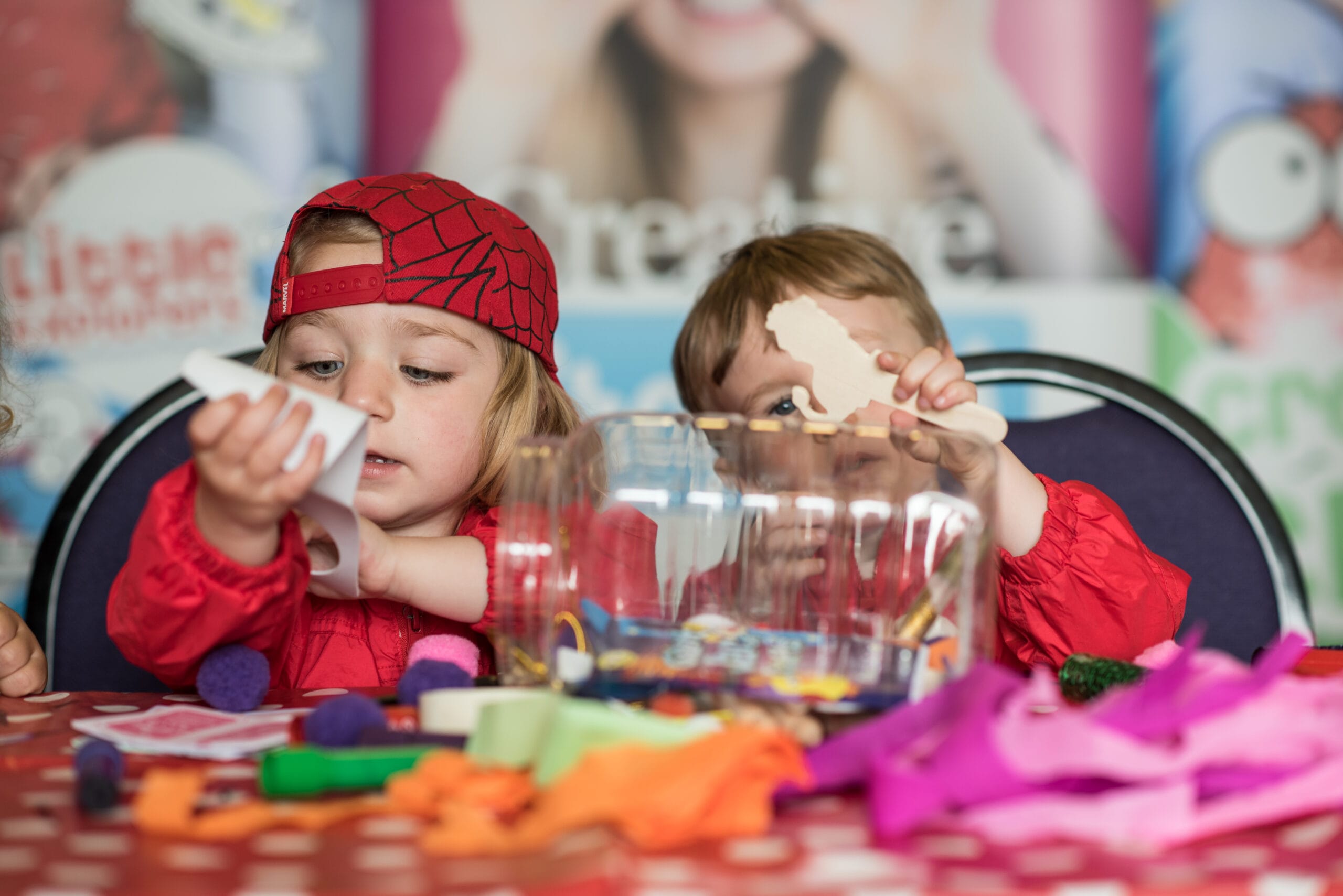 Kids crafting with recycled materials as part of the Children’s Creative Summer Challenge