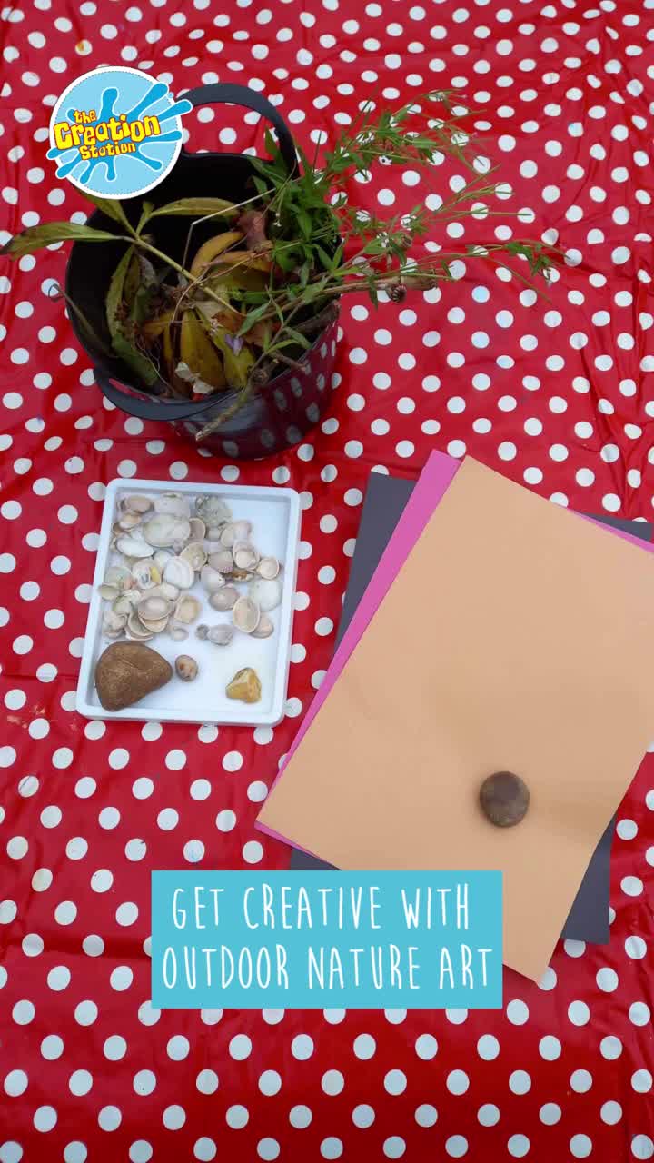 Craft materials laid out, including sticks, clay, and leaves ready for a children’s nature craft activity