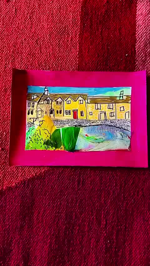 Handmade postcard with a rainbow design and happy message ready to send