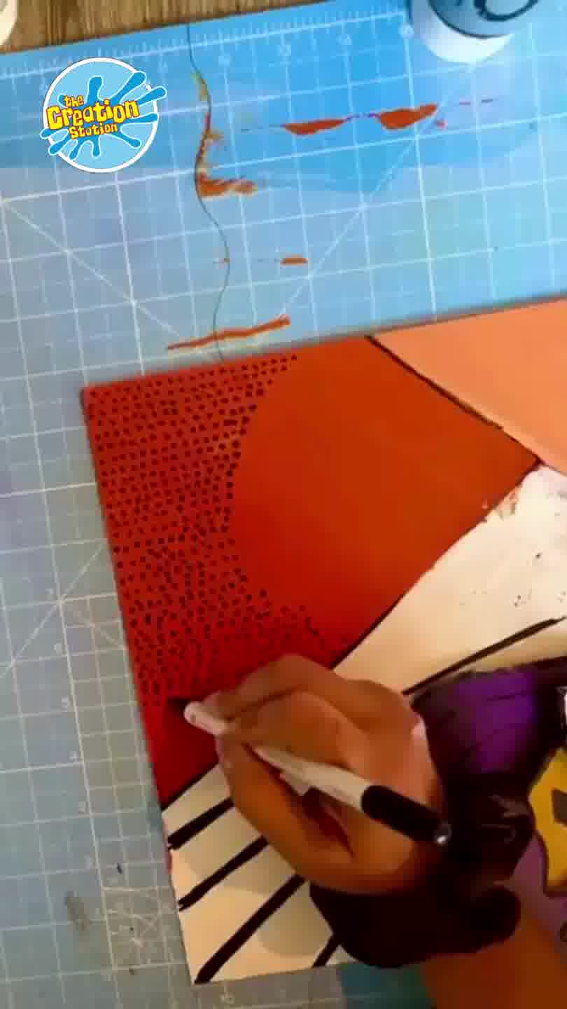 Painting abstract shapes and colours for a Picasso-style self-portrait